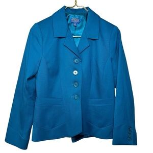 Pendleton Wool Women's Teal Blue Blazer Size 6 Petite